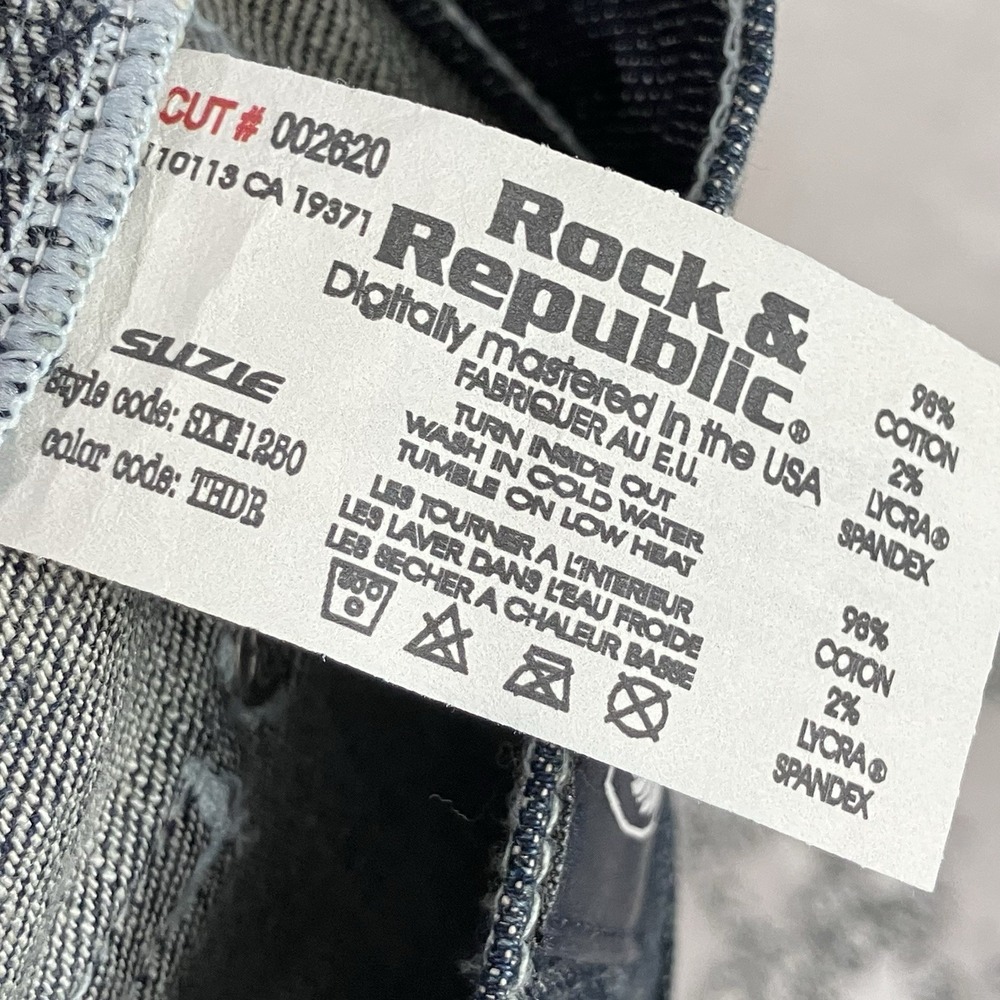 Rock & Republic Womens Sz 27 Dark Wash Flare Jeans Contrast Stitch Denim NWT - Picture 10 of 12